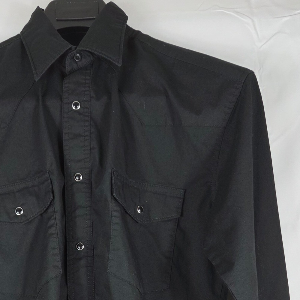 Wrangler Mens Western Snap Front Shirt Black Long Sleeve Pearl Snap Small